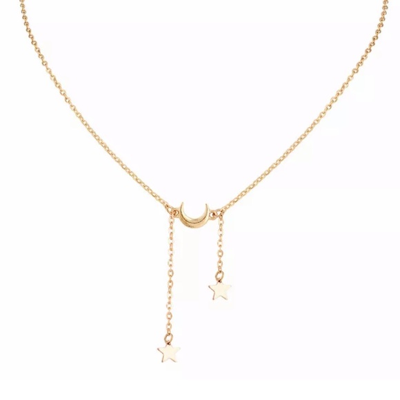 Gold Crescent Moon Stars dangly charm necklace๐๐ - Picture 4 of 4